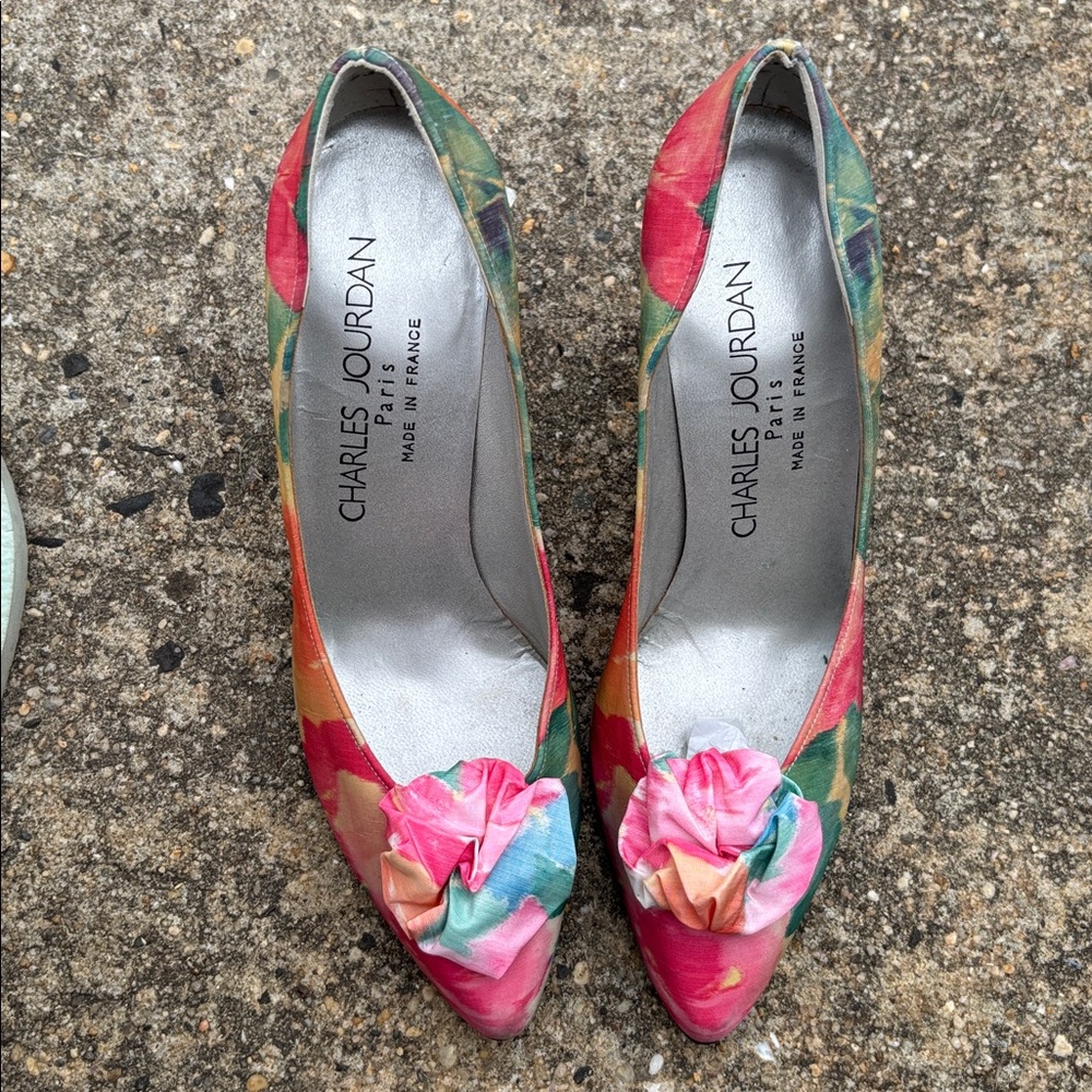 Vintage Heels: Charles Jourdan Multicolor Floral Pumps